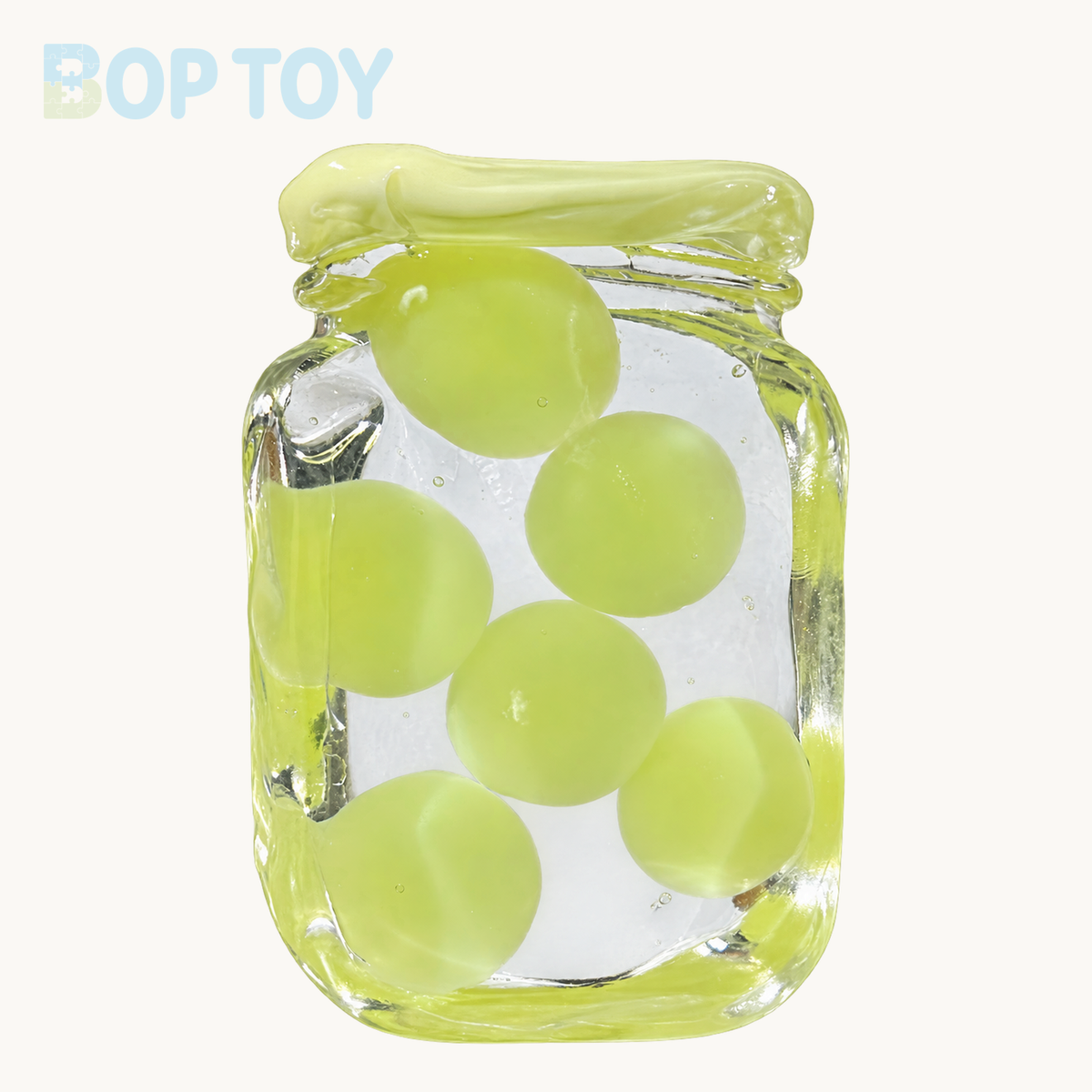 Clear Fruit Taba Squishy Toys – Mango, Strawberry, Peach & Grape – Green Grape – BOP TOY