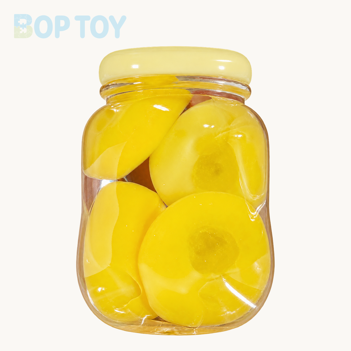 Clear Fruit Taba Squishy Toys – Mango, Strawberry, Peach & Grape – Yellow Peach – BOP TOY