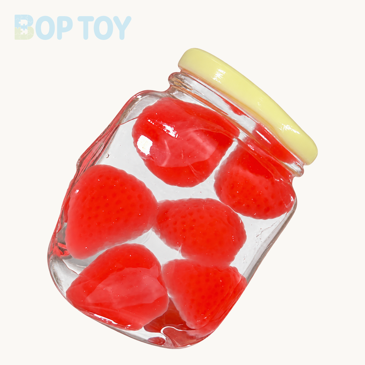Clear Fruit Taba Squishy Toys – Mango, Strawberry, Peach & Grape – Strawberry – BOP TOY