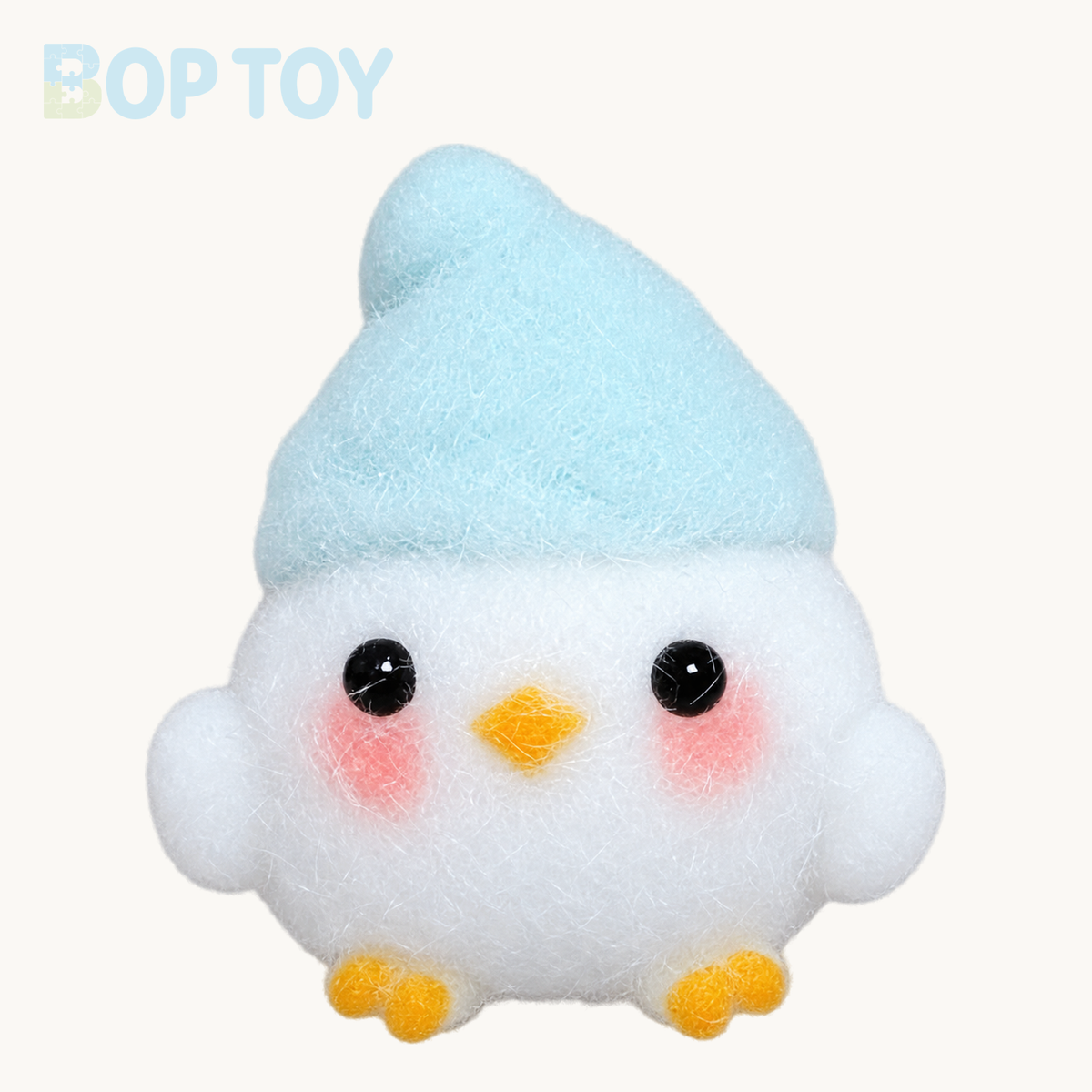 Fluffy Chick Taba Squishy Toy with Hat – Blue – BOP TOY