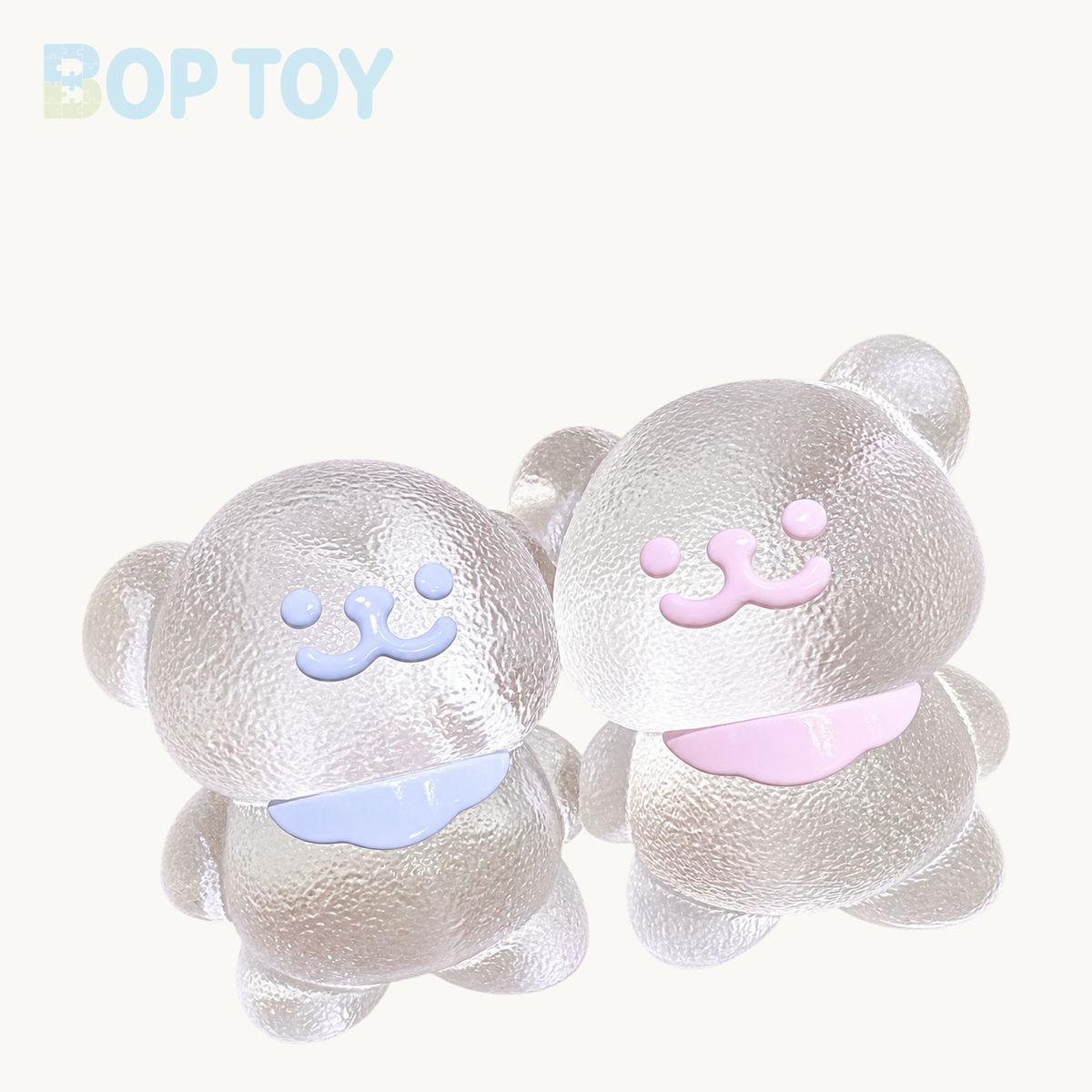 Transparent Bear Taba Squishy Toy – 2pcs Pink & Blue – BOP TOY