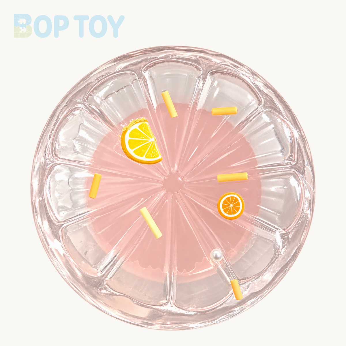 Transparent Grapefruit Taba Squishy Toy – Pink – BOP TOY