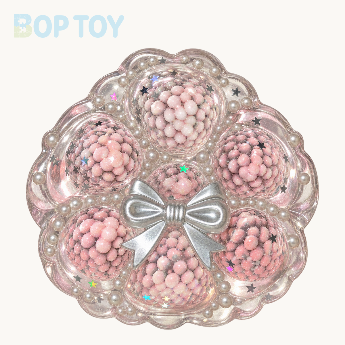 Strawberry Tart Taba Squishy Toy – Pink Tart & Clear Floral Styles – Transparent – BOP TOY