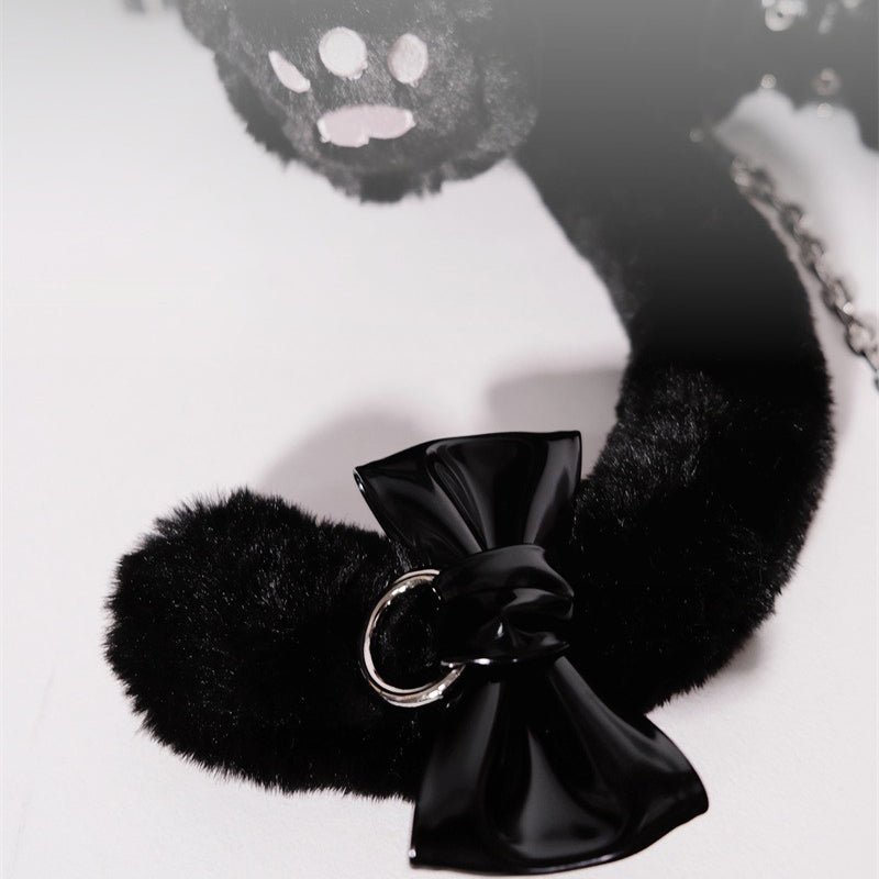 Black Cute Cat Plush Backpack Bag — image 9