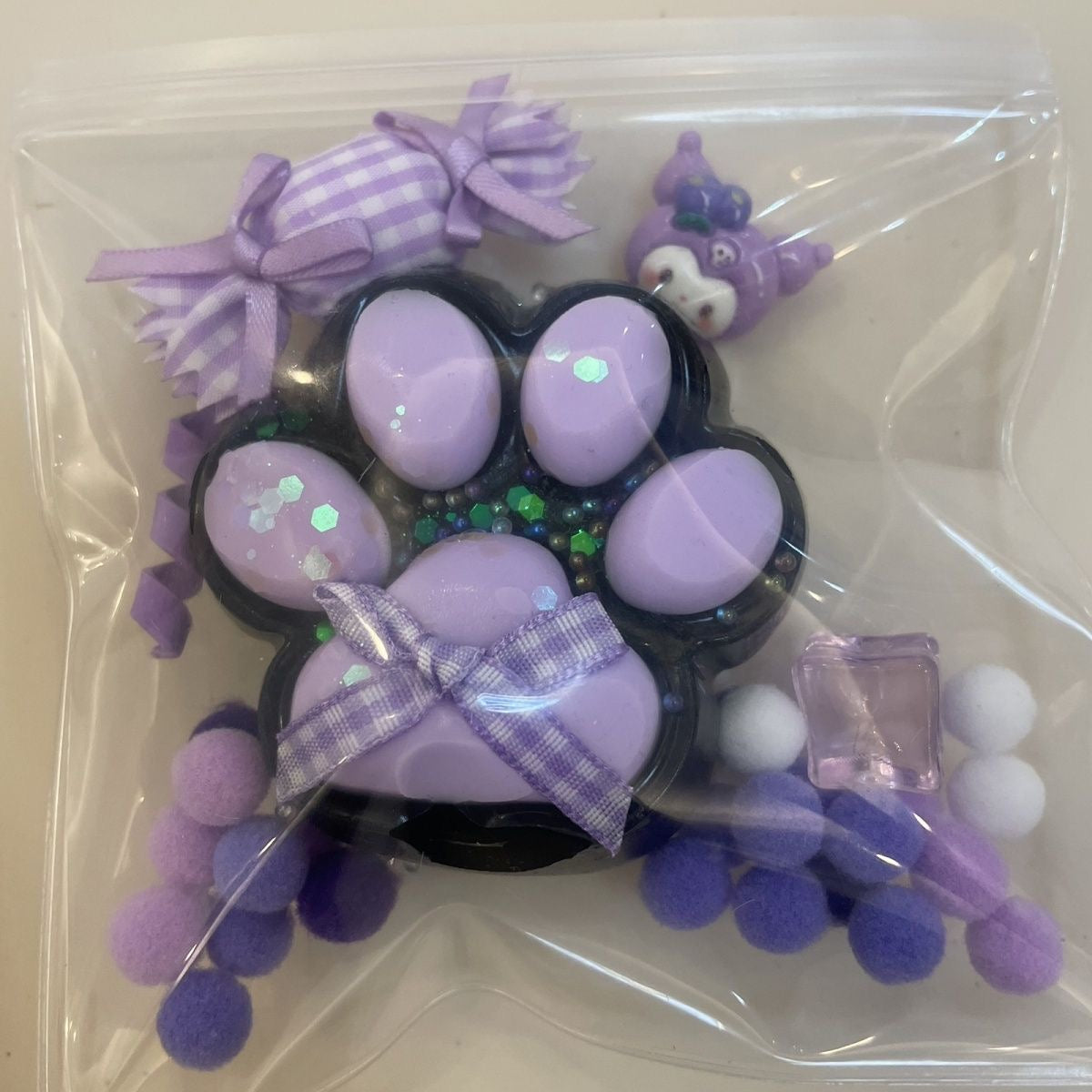 Handmade Silicone Cat's Paw Taba Squishy Toy — Purple & Black Cat's Paw / Purple & White Cat's Paw – product image 4