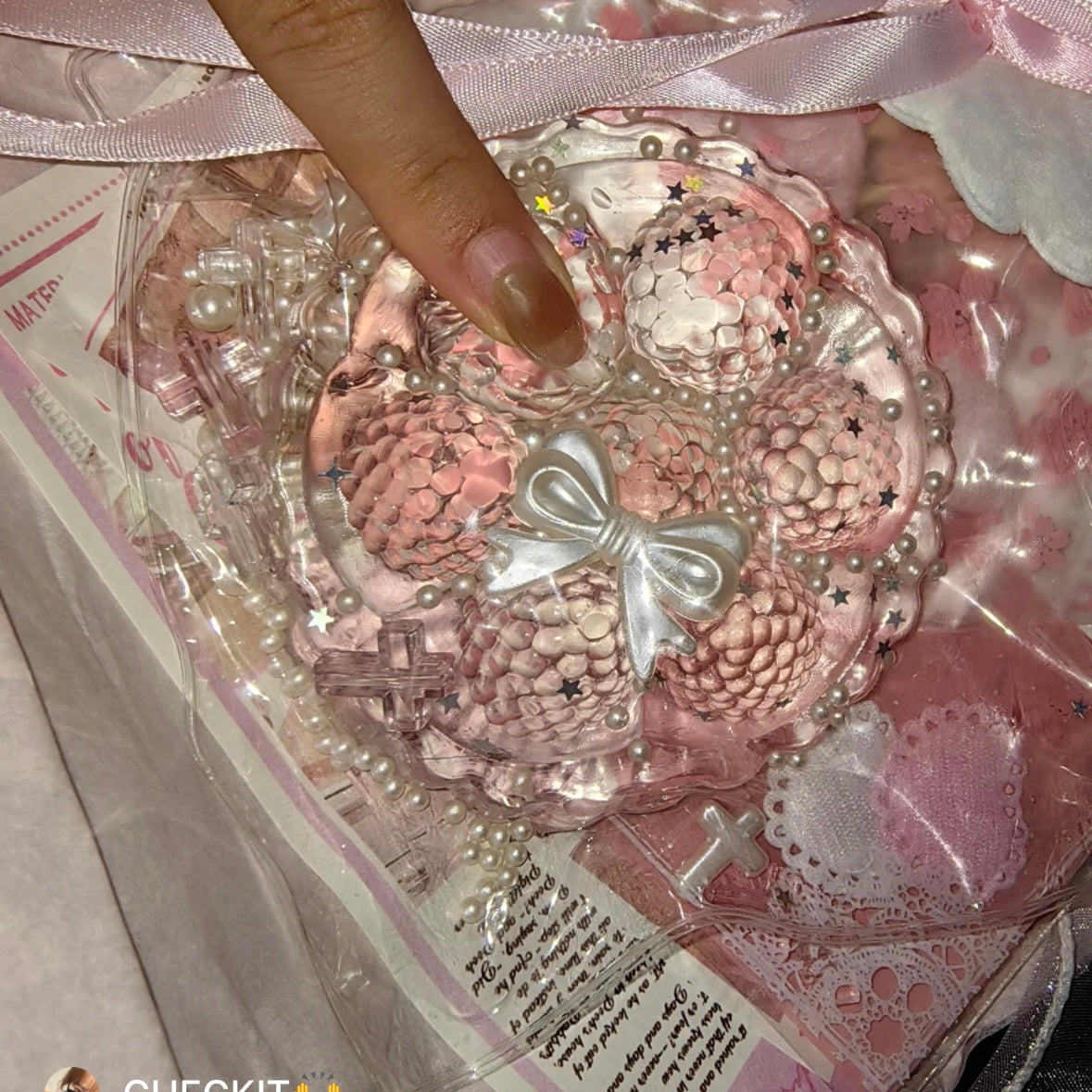 Transparent Strawberry Tart Taba Squishy Toy – product image 3