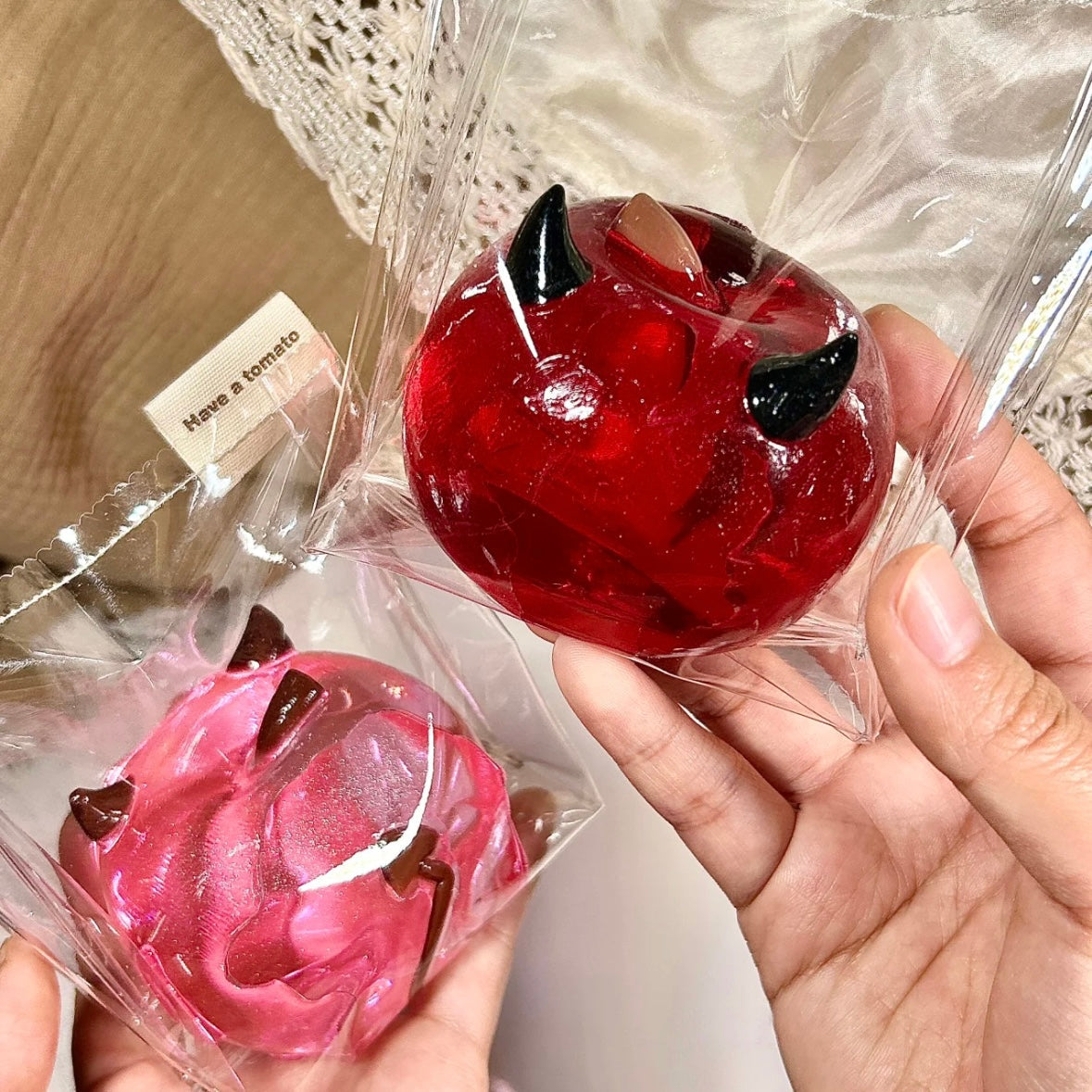 Transparent Red Apple Taba Squishy Toy – product image 2