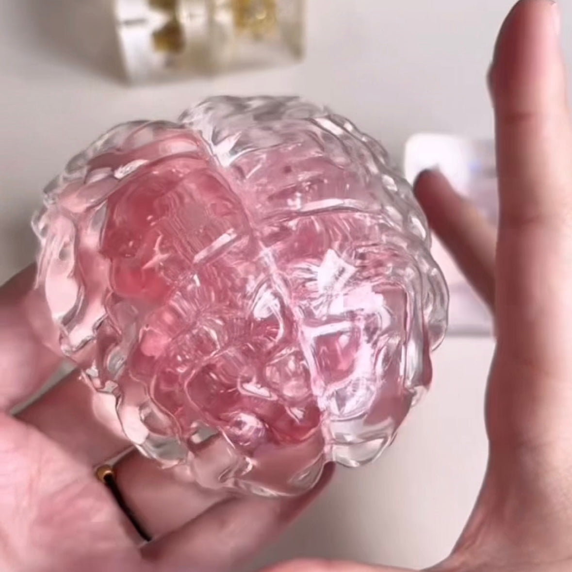 Handmade Transparent Strawberry Brain Taba Squishy Toy (Liquid Squishy) – product image 2
