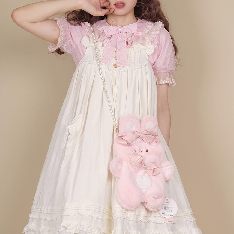 Fluffy Rabbit Crossbody Bag with Pearl Chain — image 9