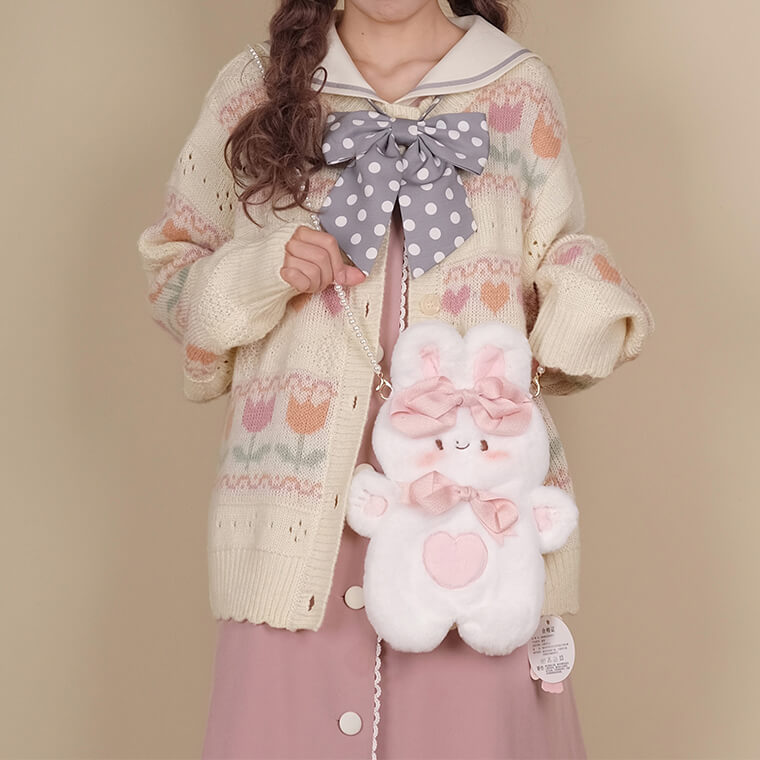 Fluffy Rabbit Crossbody Bag with Pearl Chain — image 8