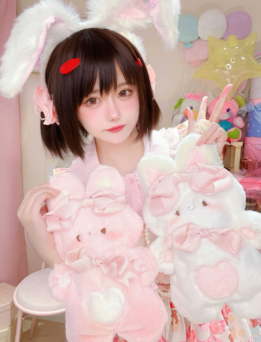 Fluffy Rabbit Crossbody Bag with Pearl Chain — image 5