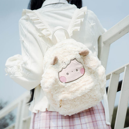 Cute Little Lamb Fluffy Backpack JK Plush Bag — image 1