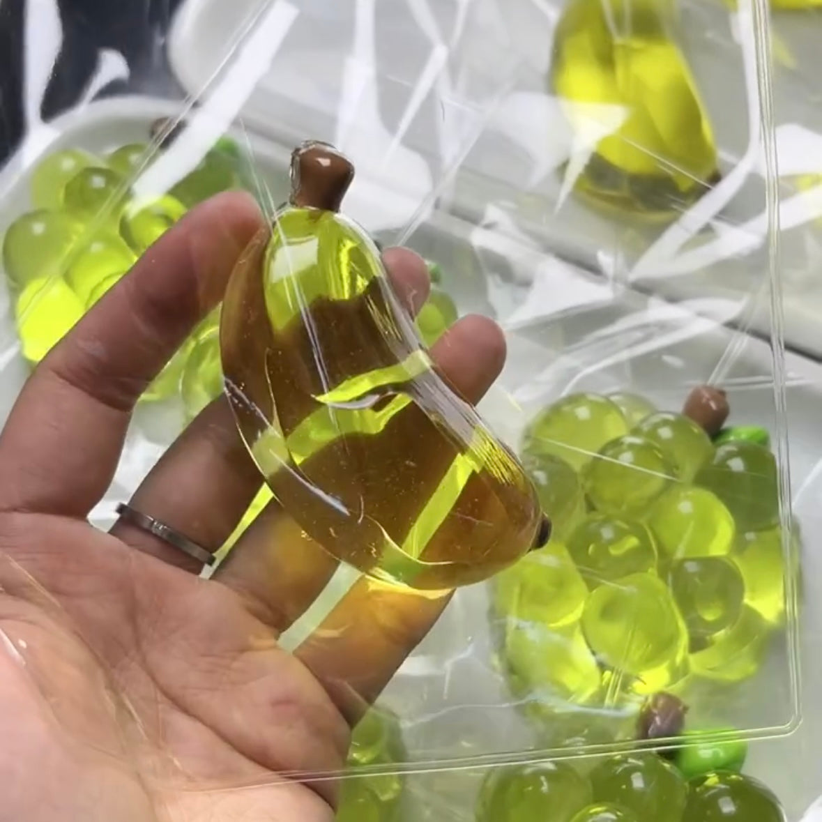 Transparent Green Grape & Banana Taba Squishy Toy – product image 9