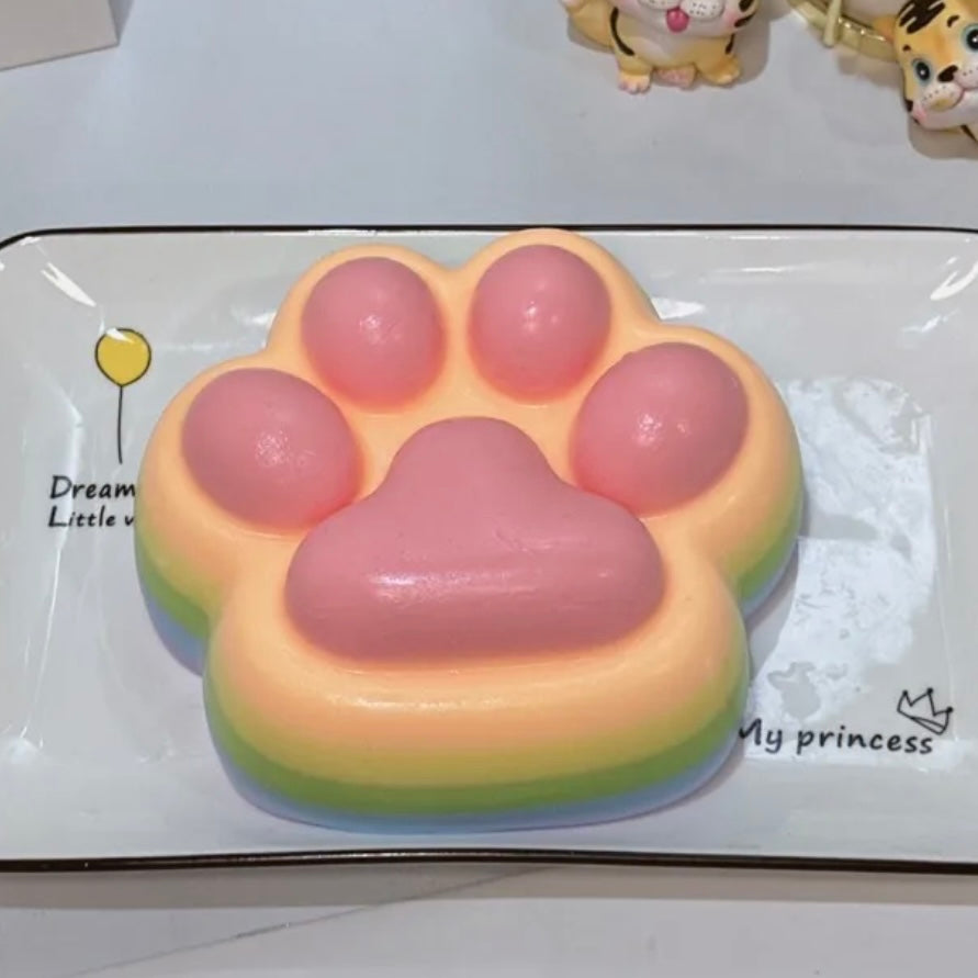 800g Handmade Silicone Large Rainbow Cat's Paw with Flocking – product image 3