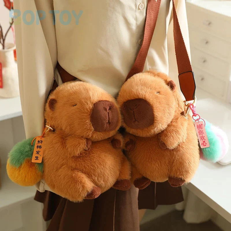 Kawaii Fluffy Capybara Plushies with Strap — image 1