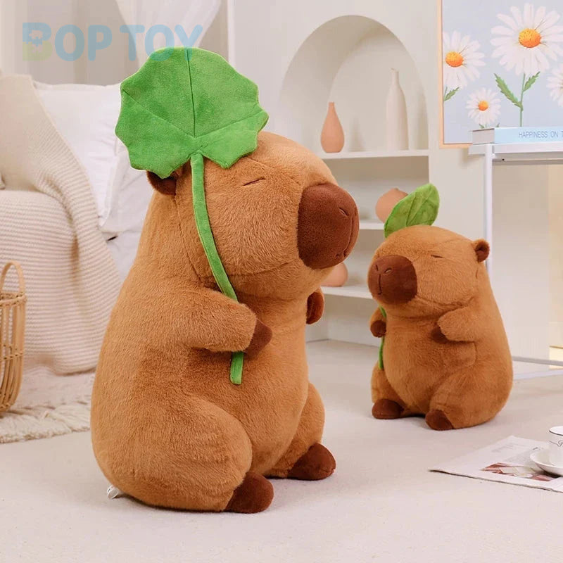 Kawaii Capybara Plushie Holding Leaf — image 5