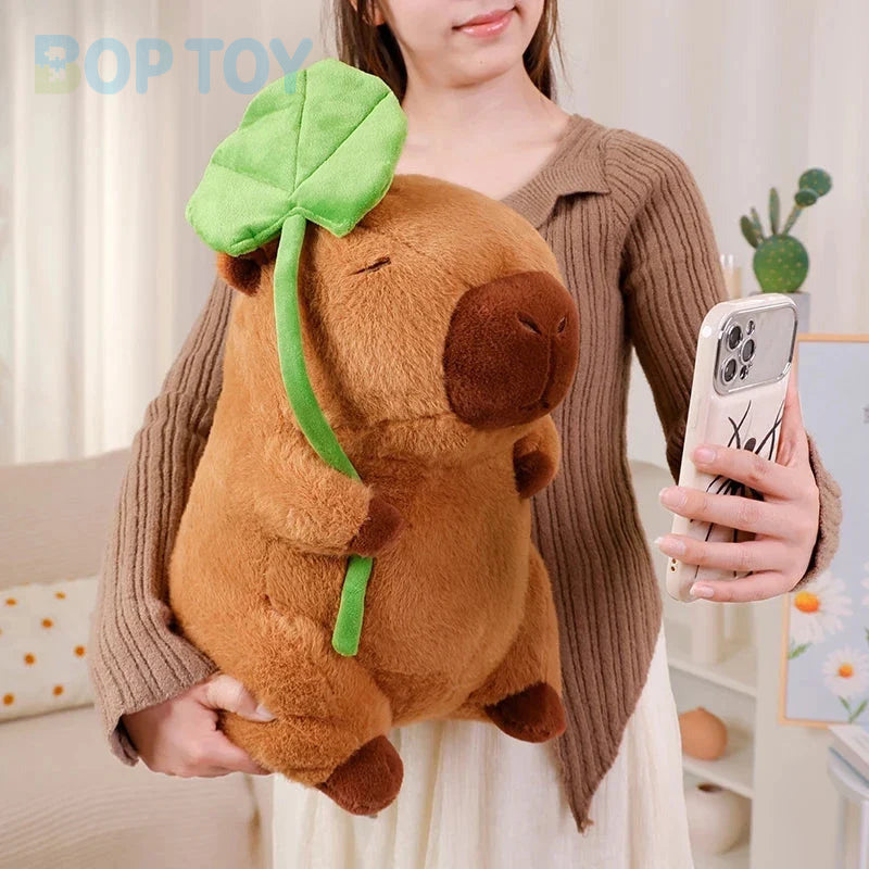 Kawaii Capybara Plushie Holding Leaf — image 10