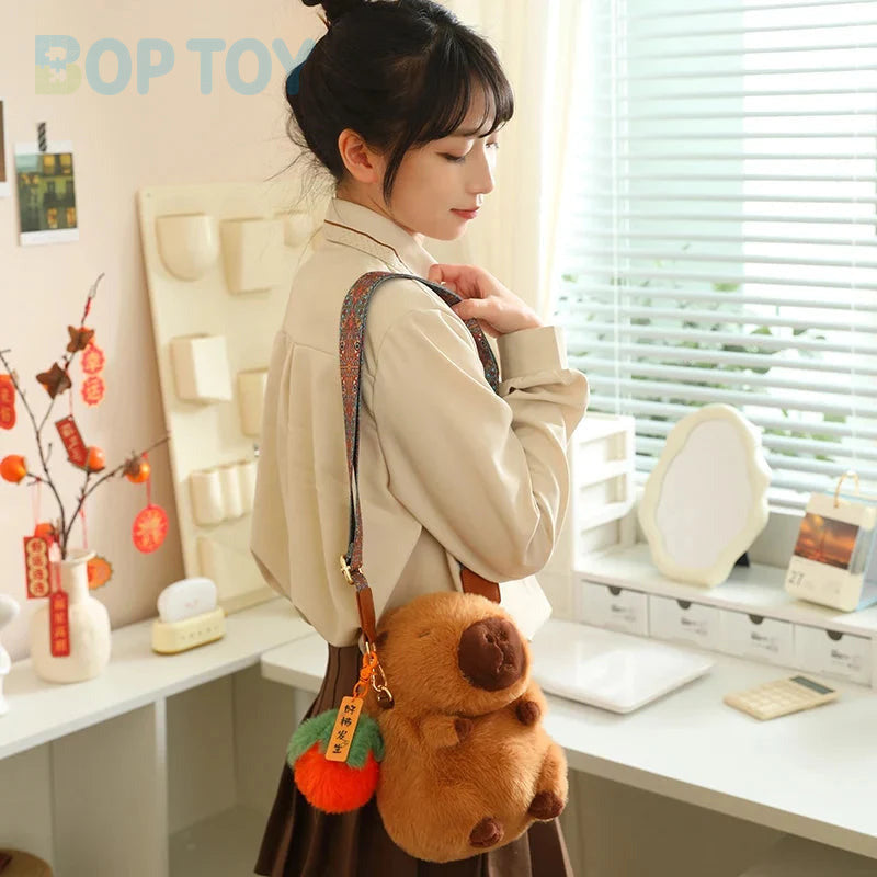 Kawaii Fluffy Capybara Plushies with Strap — image 10