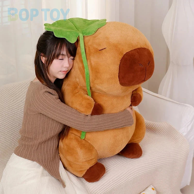 Kawaii Capybara Plushie Holding Leaf — image 12