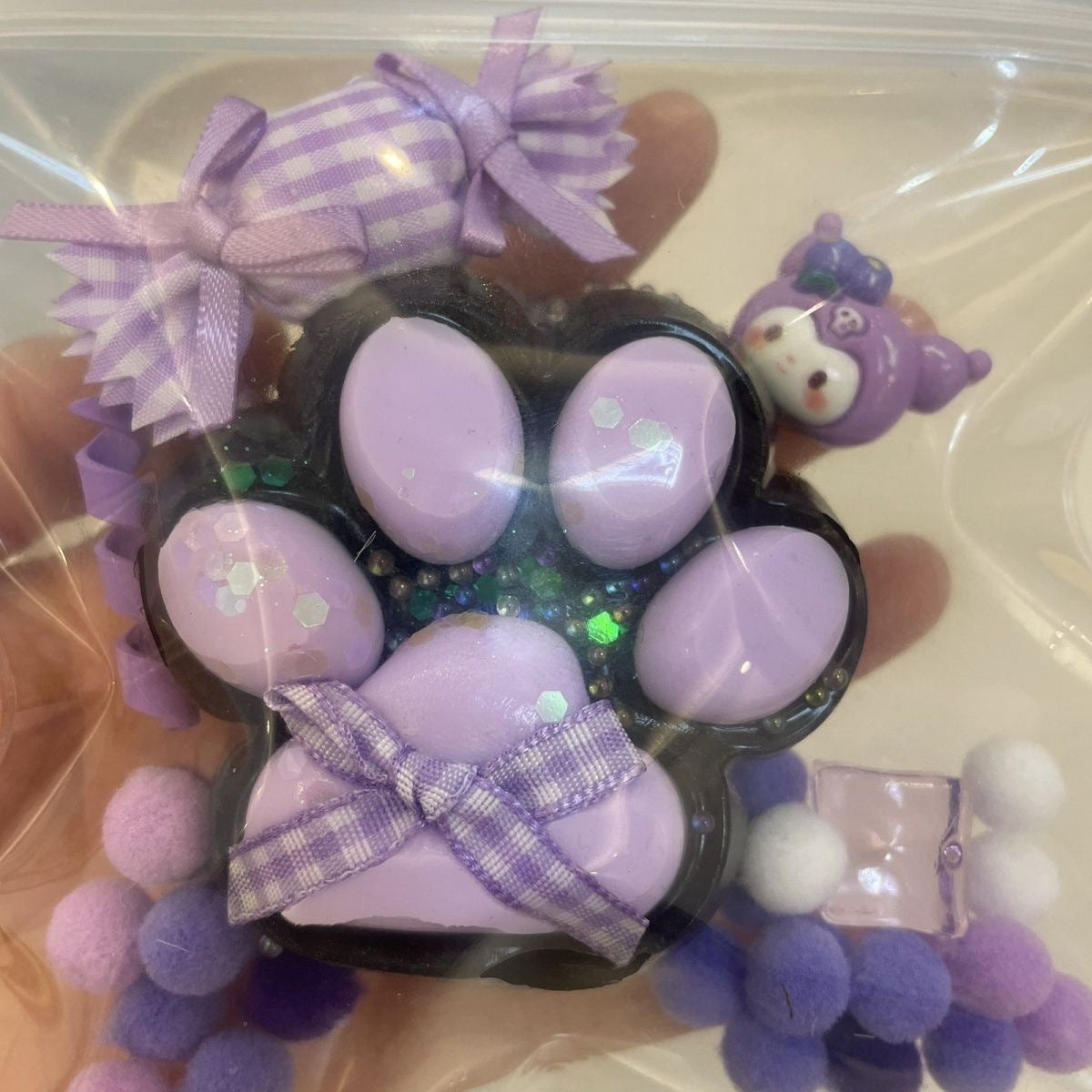 Handmade Silicone Cat's Paw Taba Squishy Toy — Purple & Black Cat's Paw / Purple & White Cat's Paw – product image 5