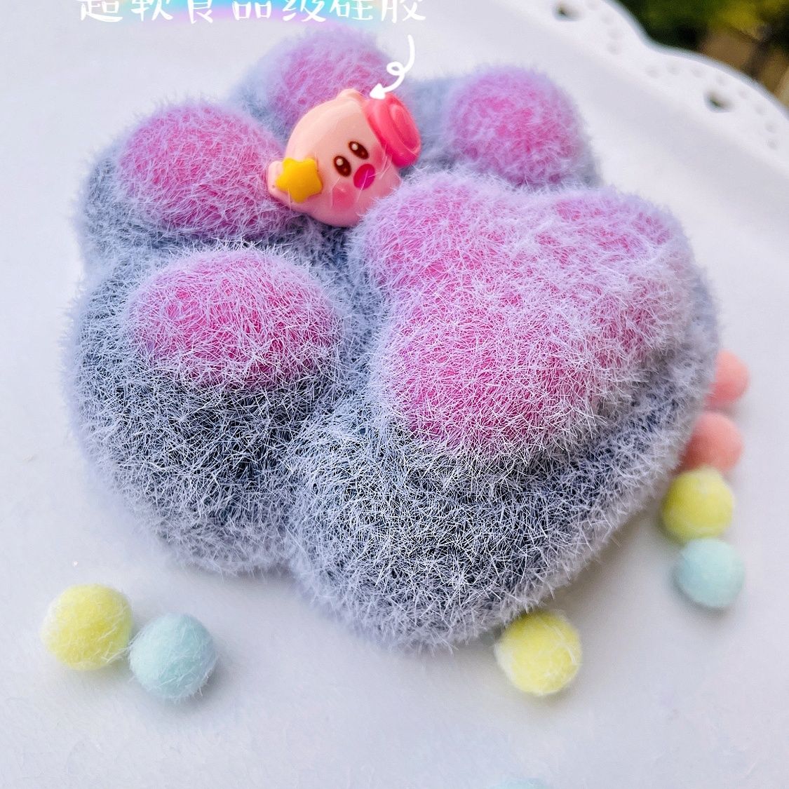 260g Handmade Silicone Cat's Paw Stress Relief Squishy Toy — pink & white / yellow & pink / pink & blue & More – product image 13