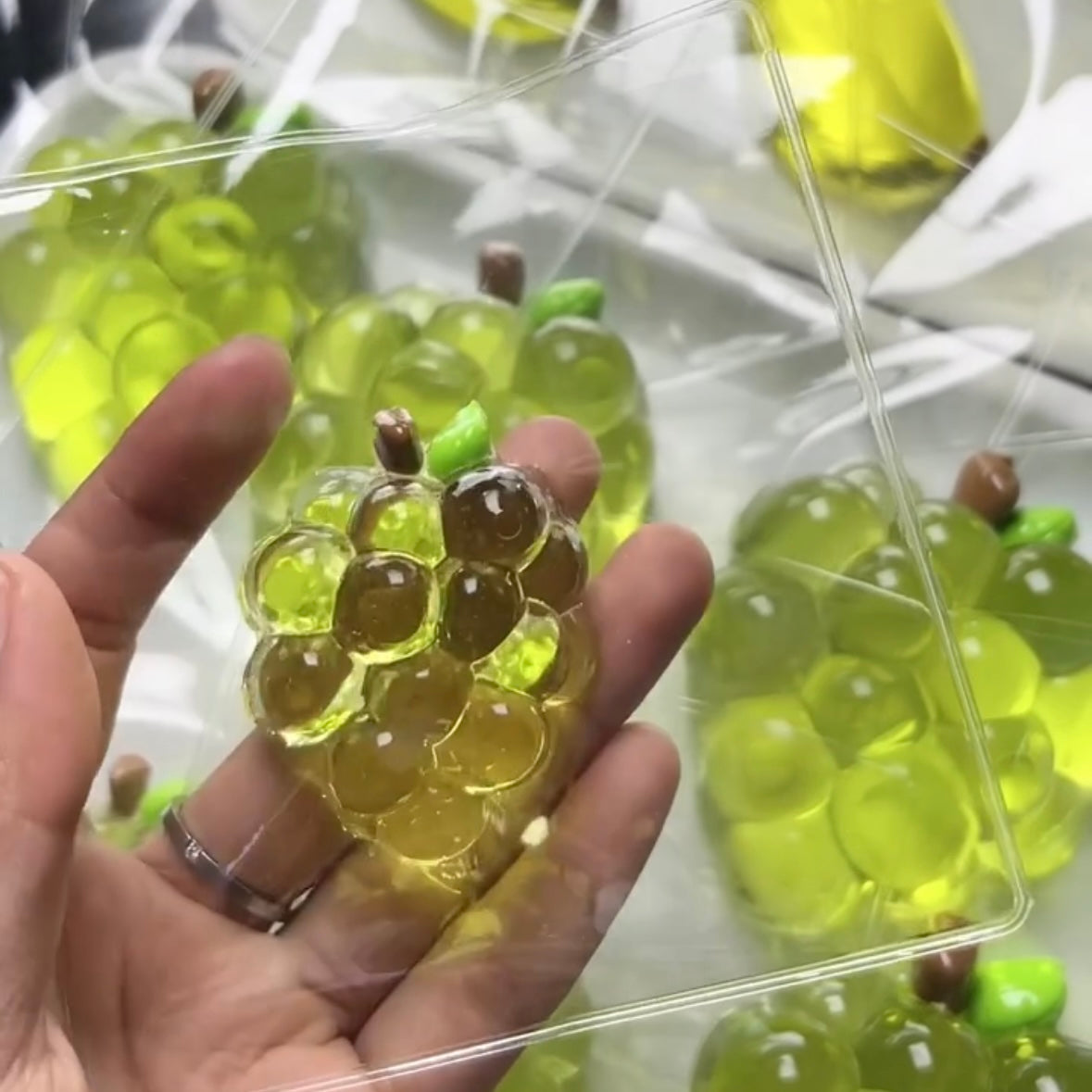 Transparent Green Grape & Banana Taba Squishy Toy – product image 6