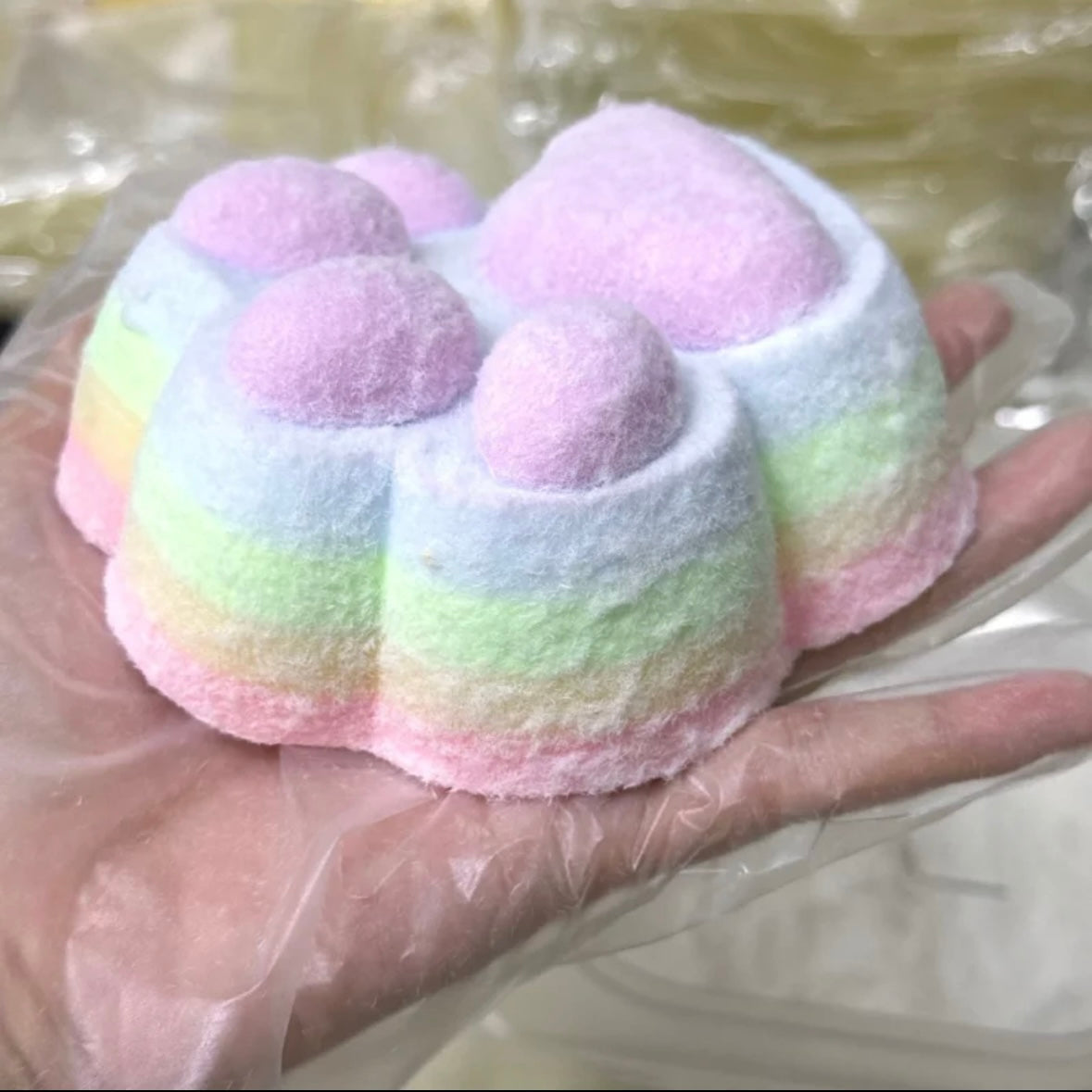 Handmade Silicone Rainbow Cat's Paw Stress Relief Squishy Toy – product image 2
