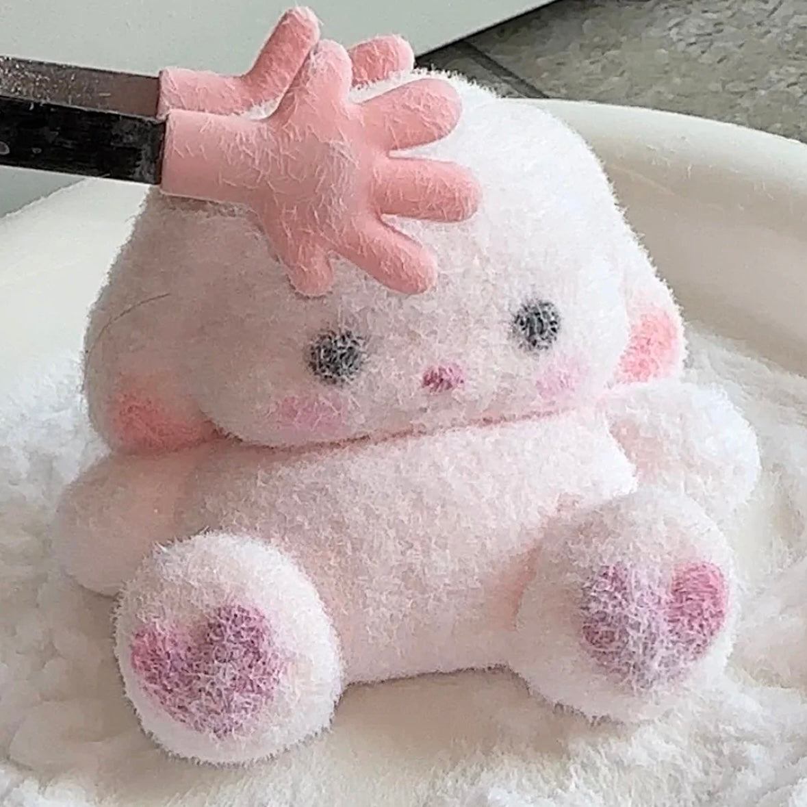 Handmade Silicone Rabbit Bunny Stress Relief Squishy Toy — without flocking / with flocking – product image 6