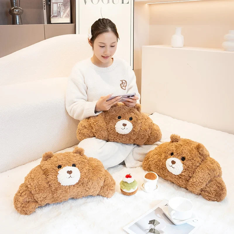 Fuzzy Bear Croissant Plushie Set – Cozy Stuffed Animal with a Sweet Surprise — image 4