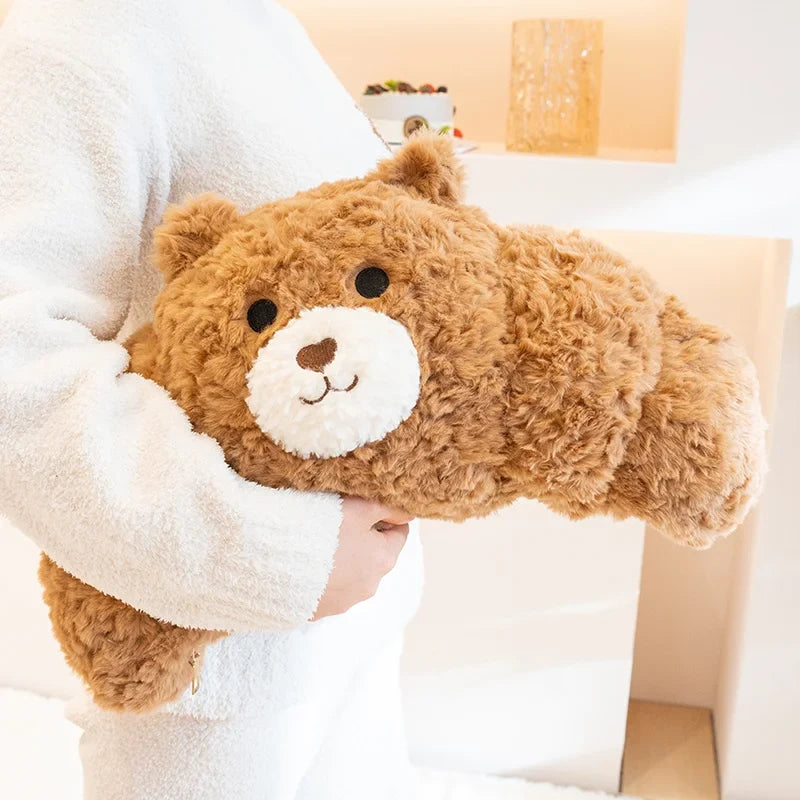 Fuzzy Bear Croissant Plushie Set – Cozy Stuffed Animal with a Sweet Surprise — image 5