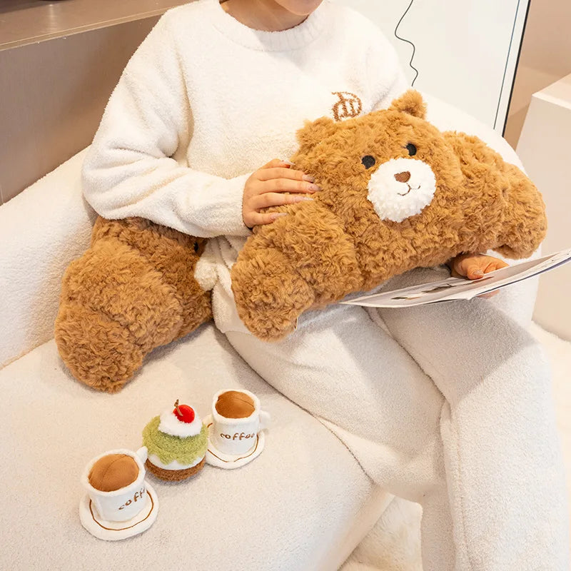 Fuzzy Bear Croissant Plushie Set – Cozy Stuffed Animal with a Sweet Surprise — image 7