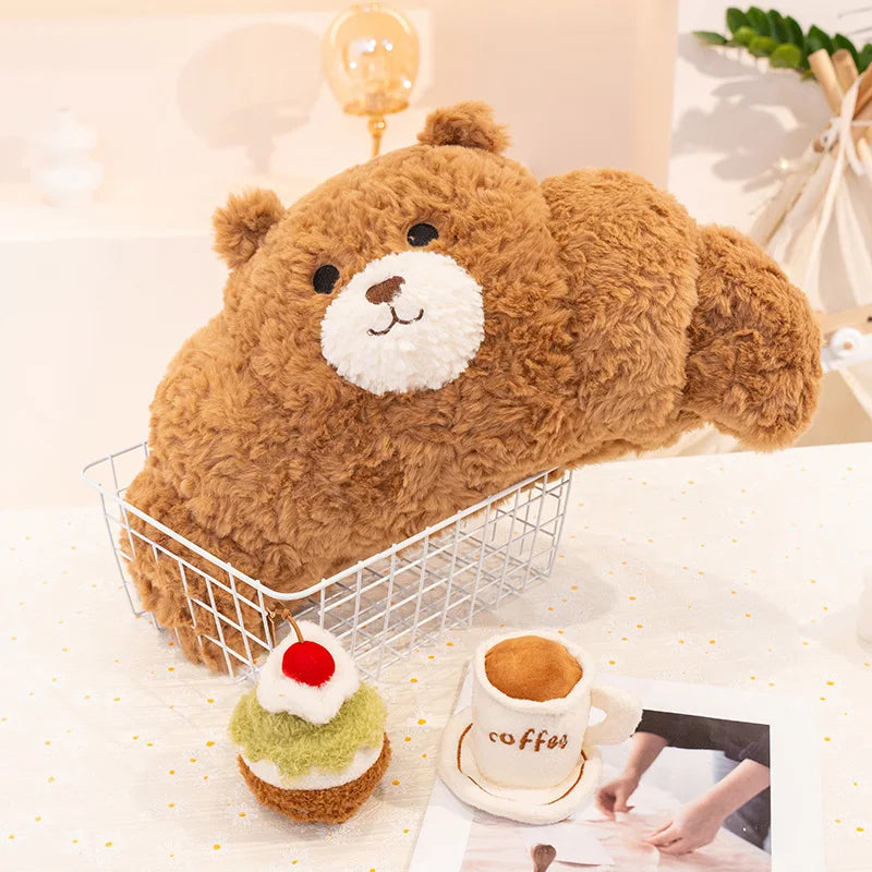 Fuzzy Bear Croissant Plushie Set – Cozy Stuffed Animal with a Sweet Surprise — image 8