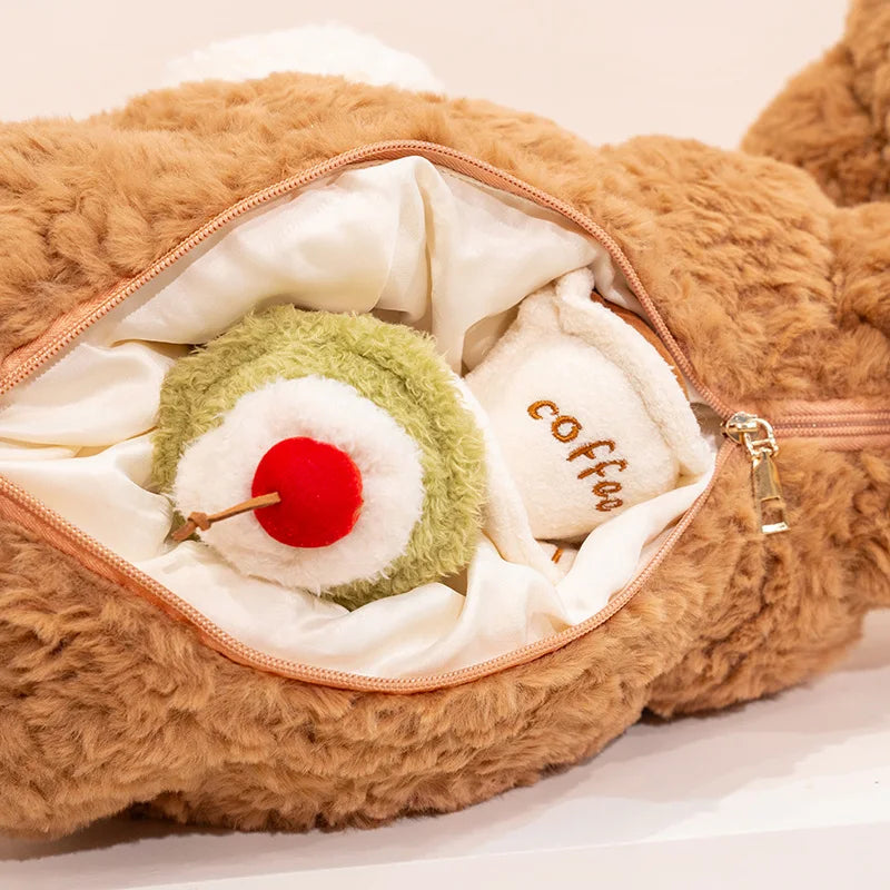 Fuzzy Bear Croissant Plushie Set – Cozy Stuffed Animal with a Sweet Surprise — image 9