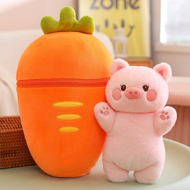 Giant Plushie Strawberry/Carrot Hiding a Pig/Rabbit, 1-2.6' | 30-80 cm — image 6