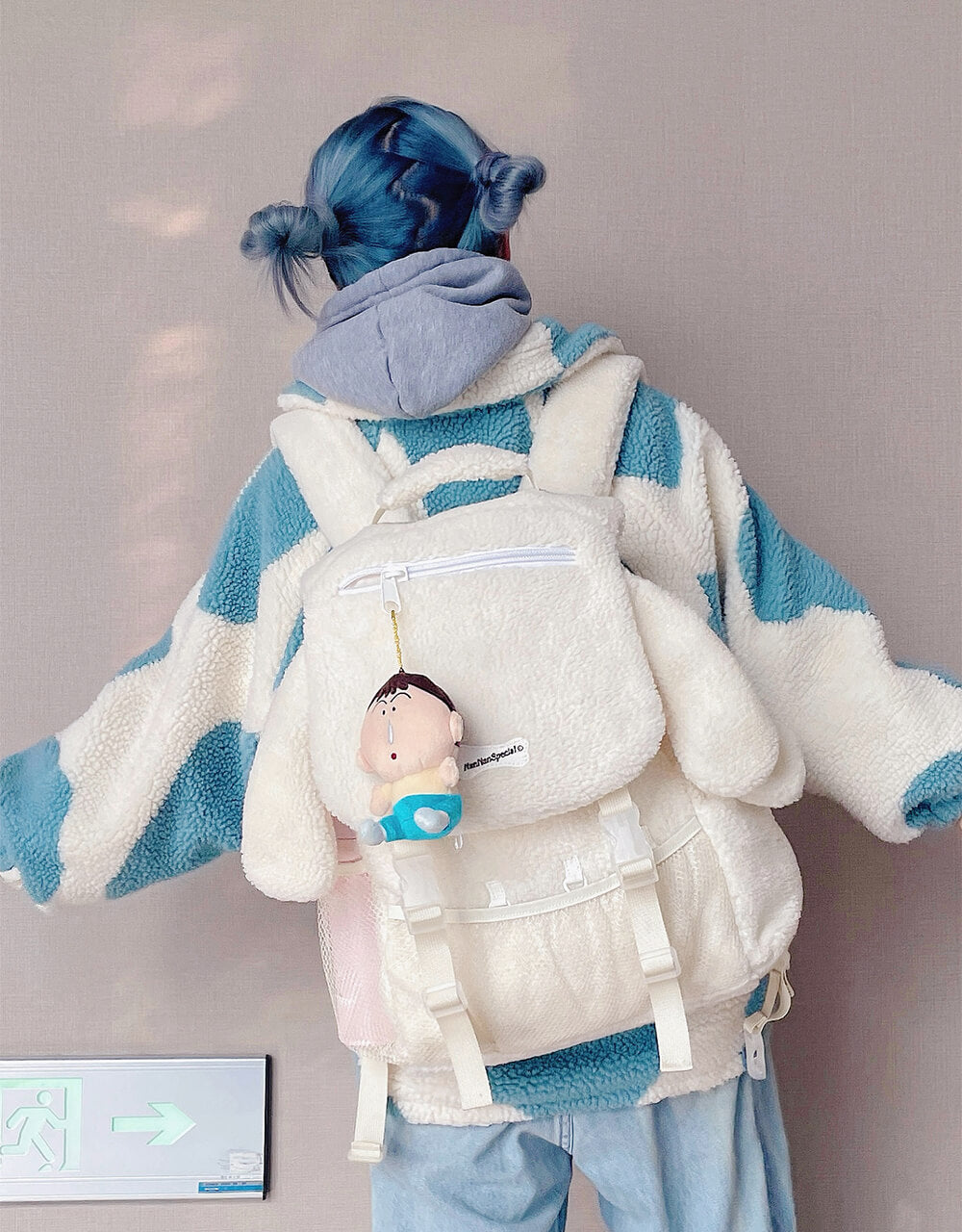 Puppy Ears White Sherpa Backpack — image 7