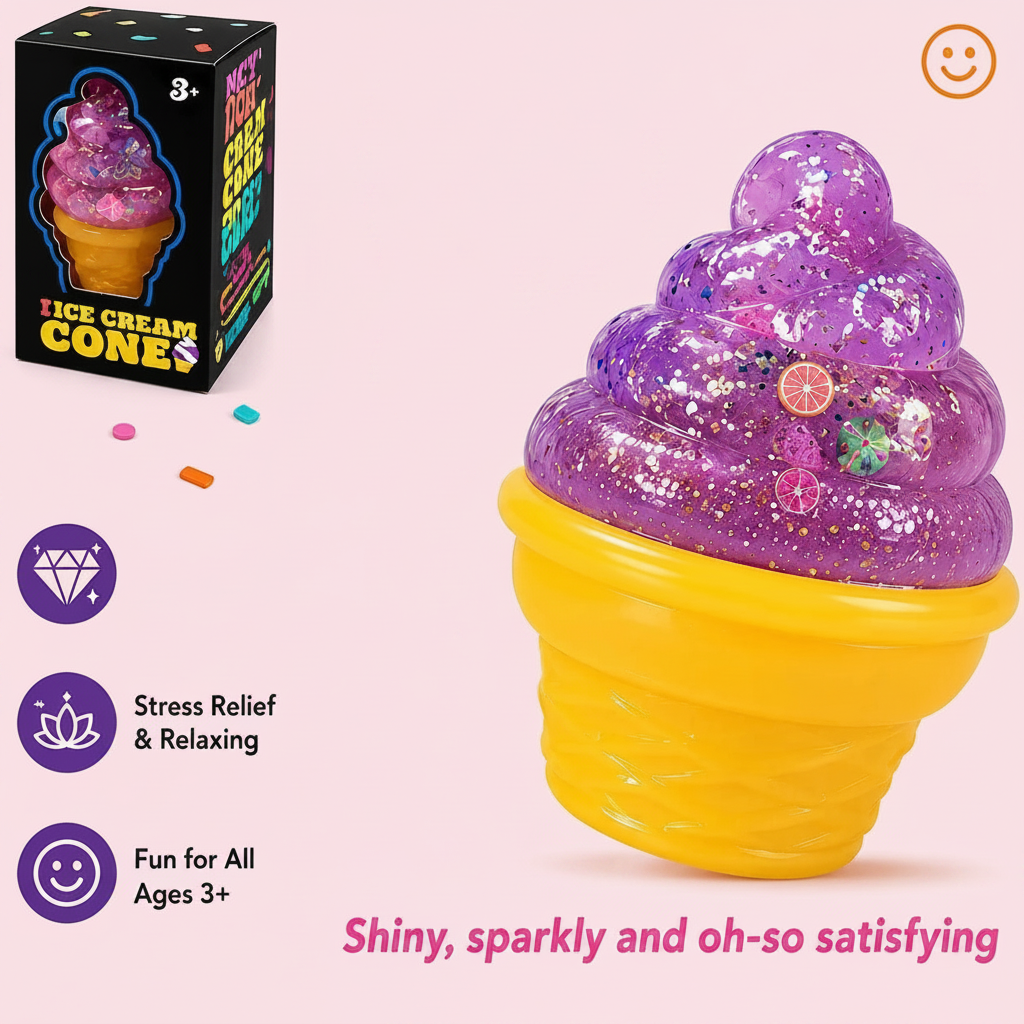 Glitter Ice Cream Squishy — Maltose Stress Relief Squeeze Toy