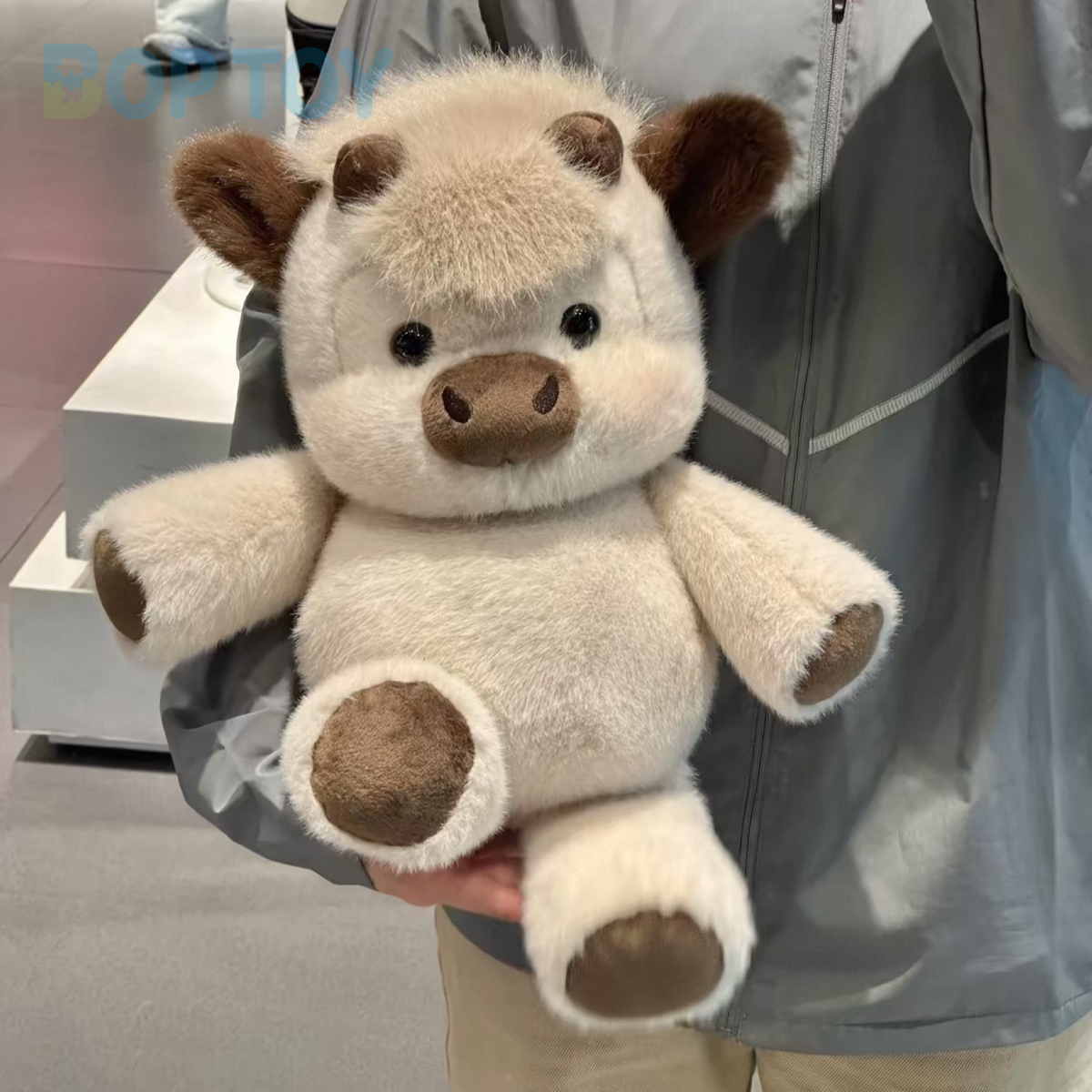 Original product photograph of the cocoa coffee Highland cow plush