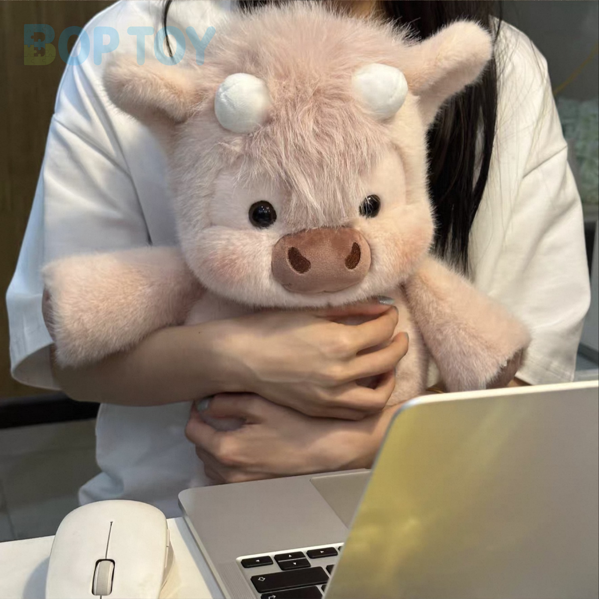 Original product photograph of the guava Highland cow plush