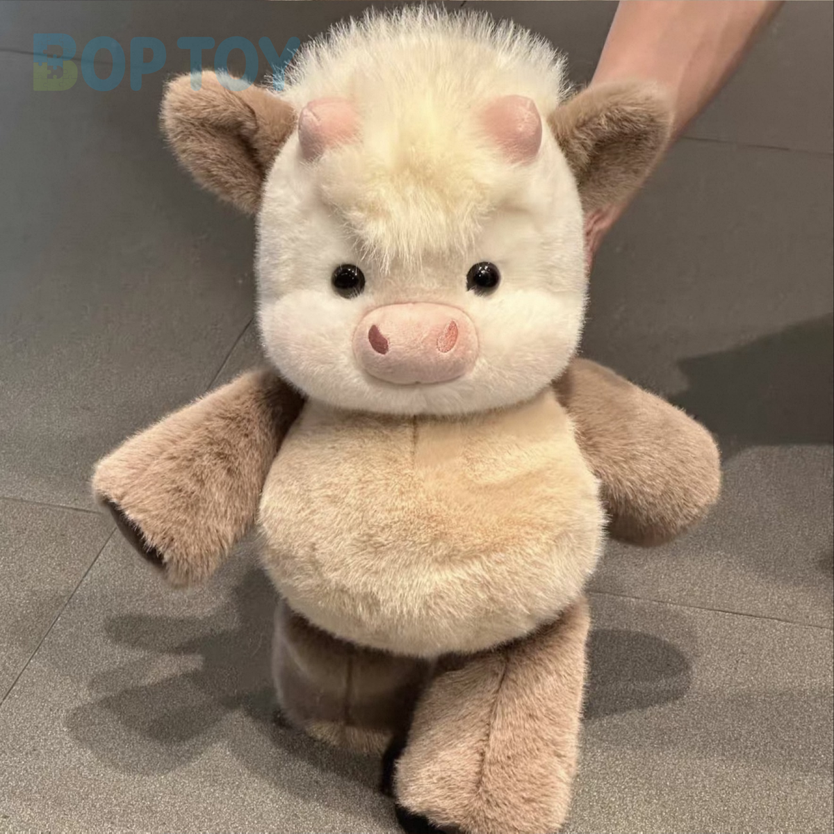 Original product photograph of the milk coffee Highland cow plush