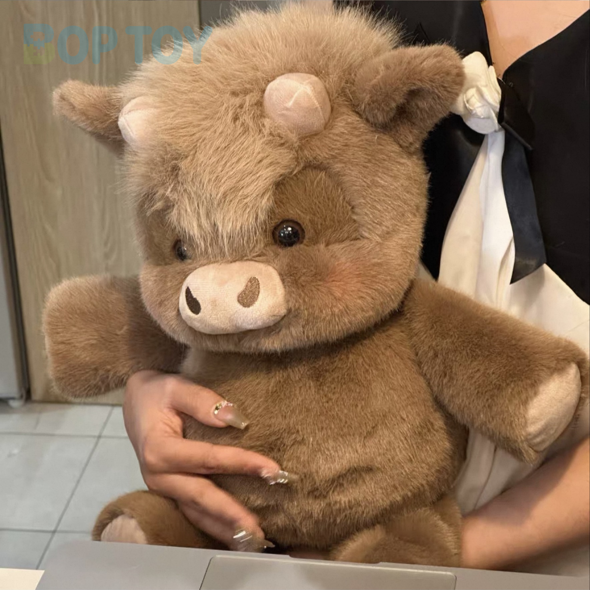Original product photograph of the mocha Highland cow plush