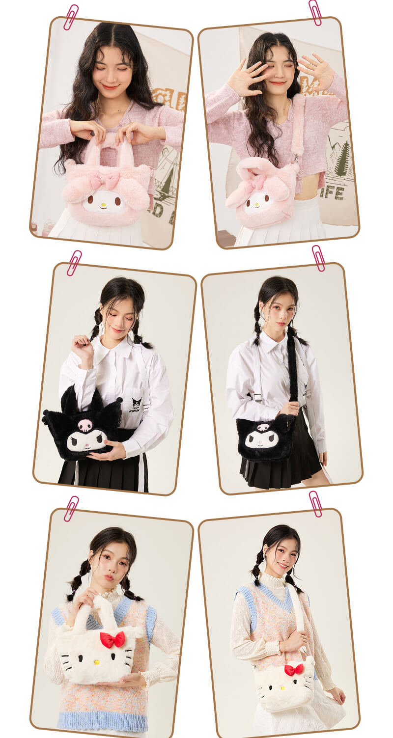 My Melody/Hello Kitty/Kuromi Fluffy Tote Bag with Strap — image 7