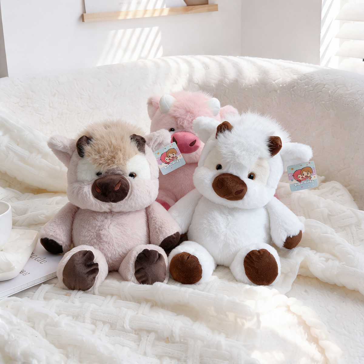 Kawaii Running Cow Plush Family — image 1