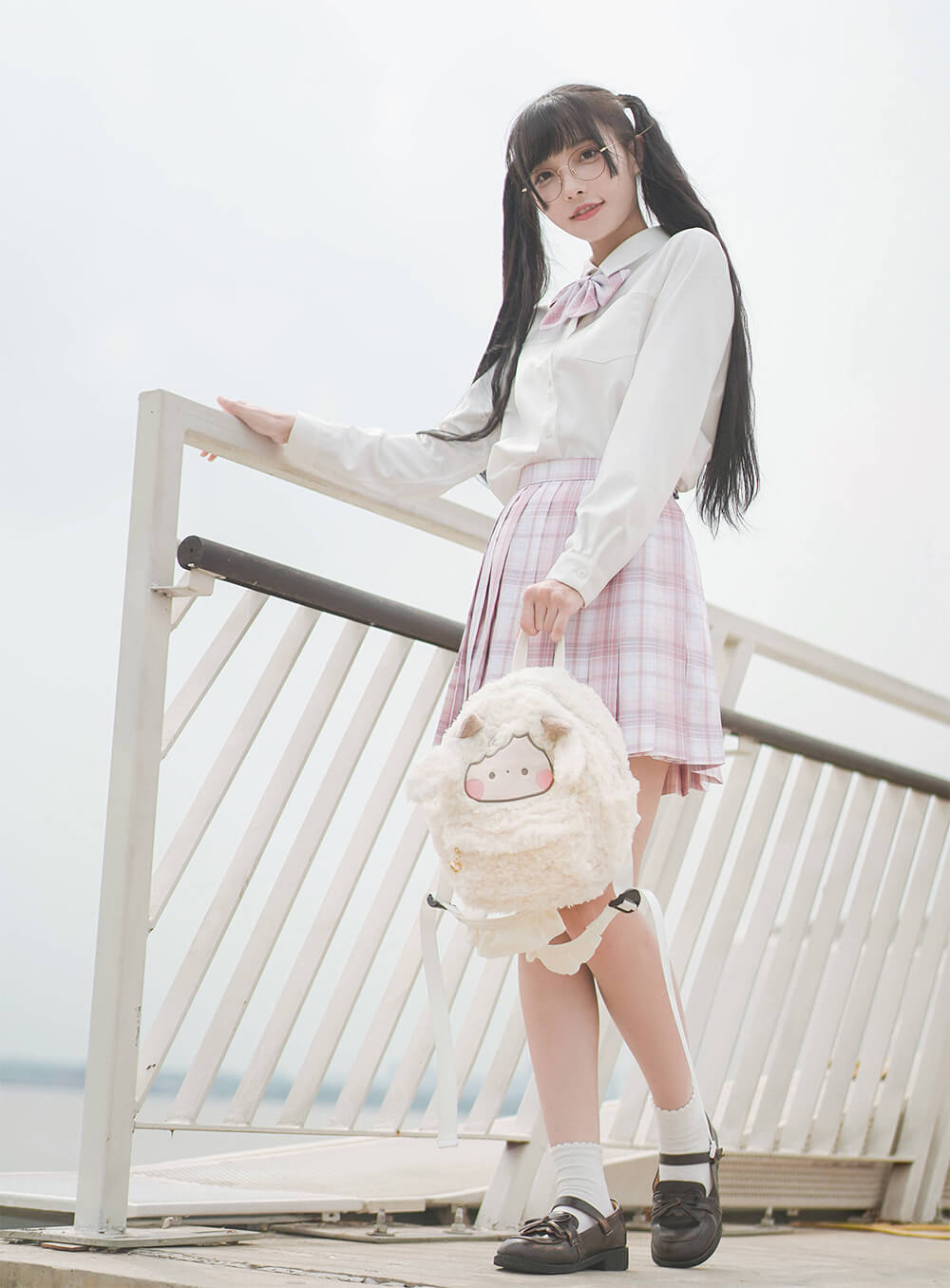 Cute Little Lamb Fluffy Backpack JK Plush Bag — image 6