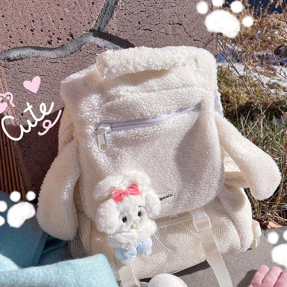 Puppy Ears White Sherpa Backpack — image 5