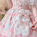 Fluffy Rabbit Crossbody Bag with Pearl Chain — image 1