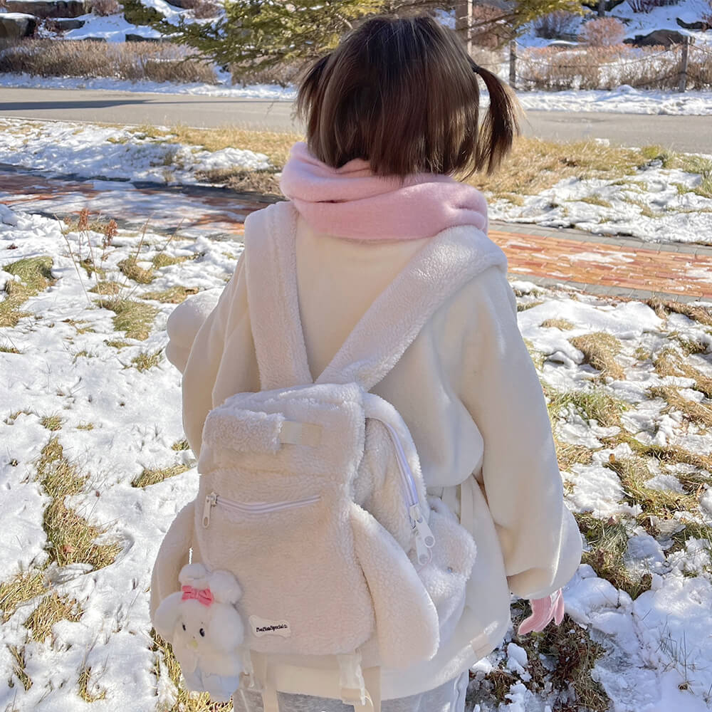 Puppy Ears White Sherpa Backpack — image 2