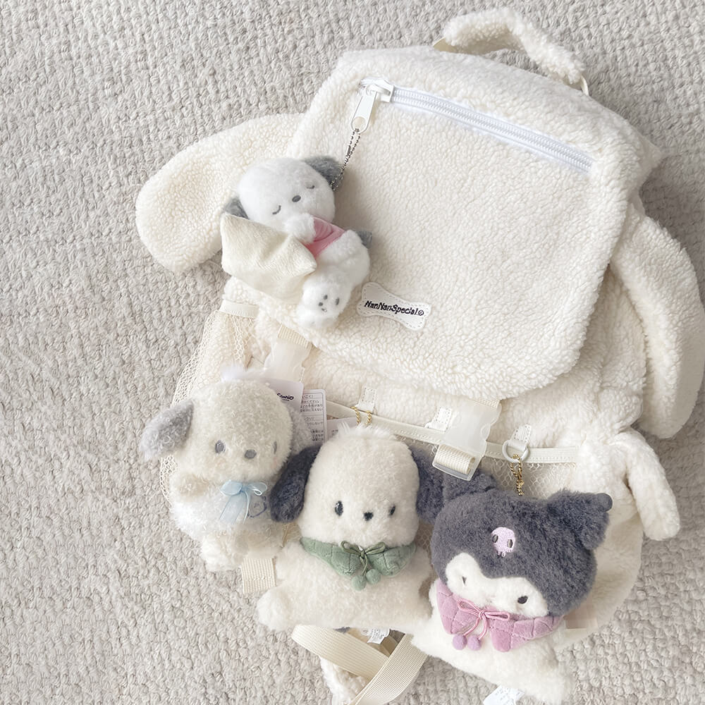 Puppy Ears White Sherpa Backpack — image 1