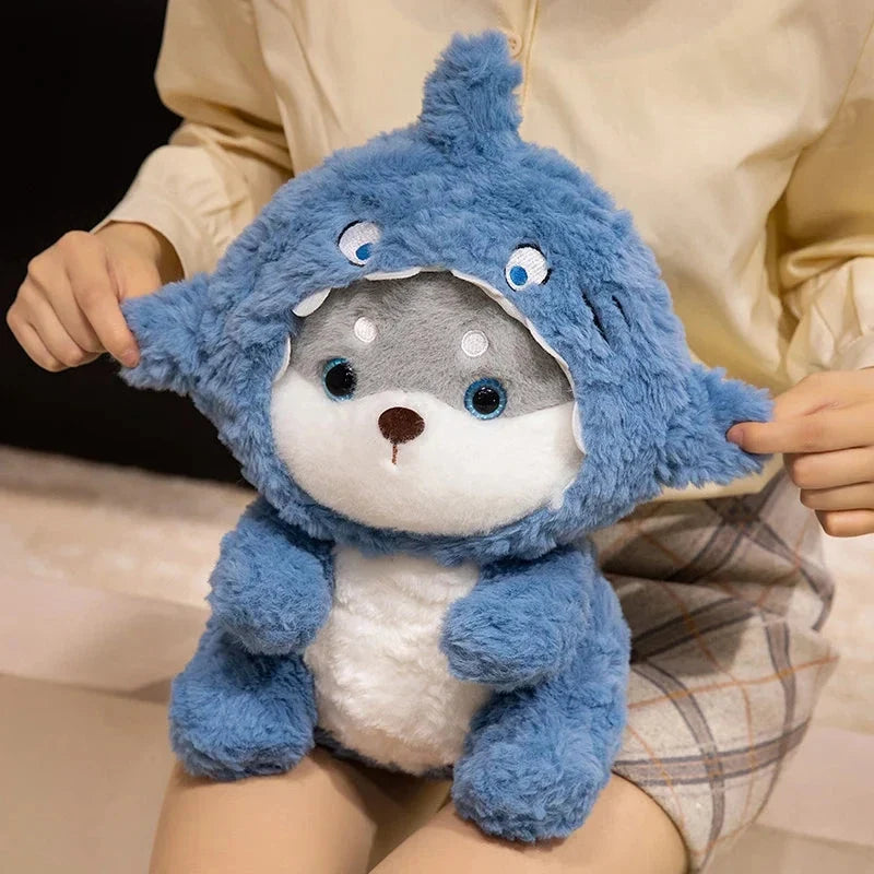 Fluffy Dog & Cat in Shark Outfit Plushie — image 1