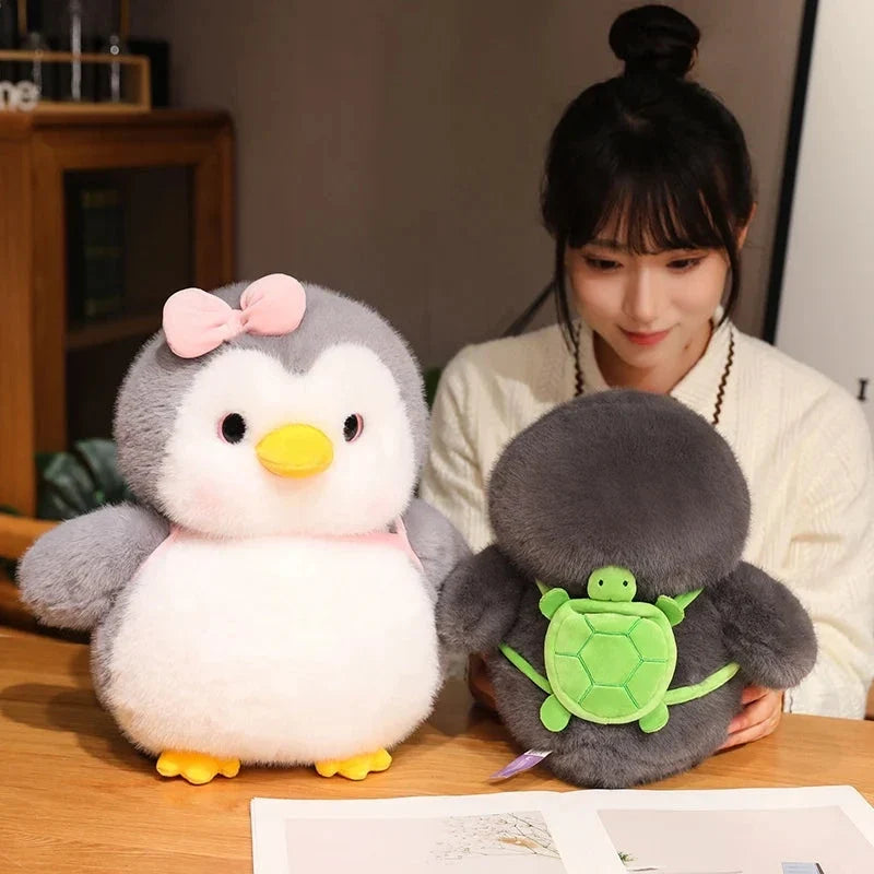 Fluffy Gray Penguin Plushie with Turtle Backpack — image 13