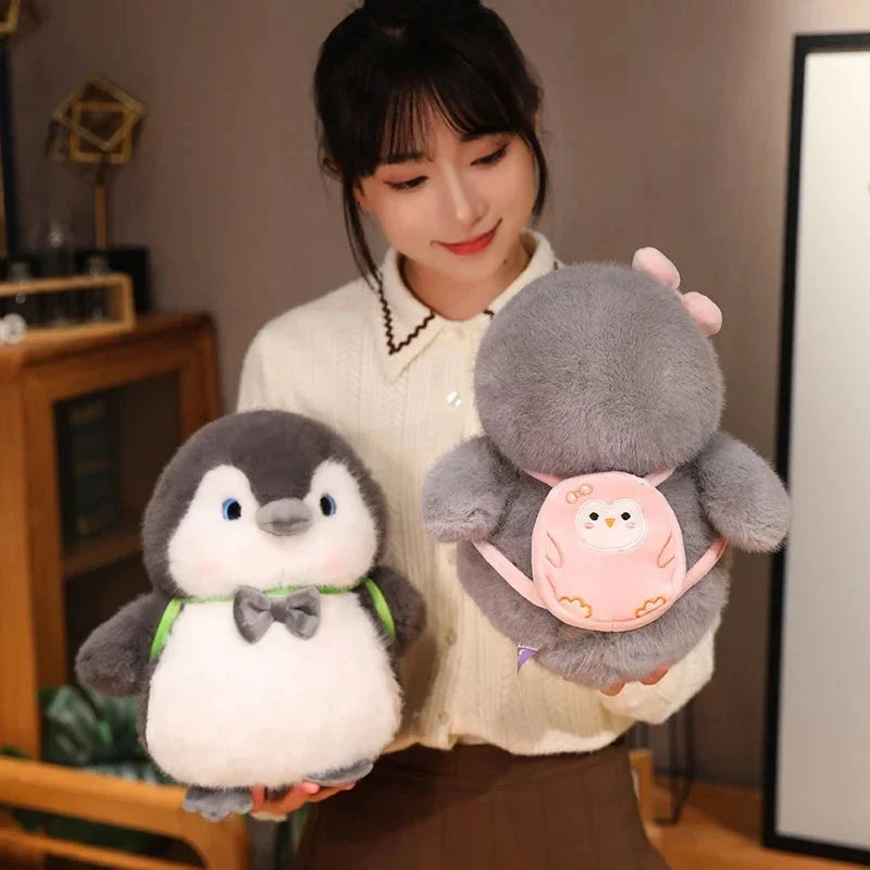 Fluffy Gray Penguin Plushie with Turtle Backpack — image 12